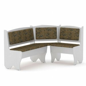Rohová lavice TEXAS (Barva dřeva: bílá, Materiál potahu: tkanina - boston gold)