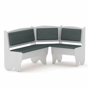 Rohová lavice TEXAS (Barva dřeva: bílá, Materiál potahu: vinyl - šedá)