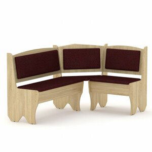 Rohová lavice TEXAS (Barva dřeva: dub sonoma, Materiál potahu: vinyl - bordo)