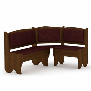 Rohová lavice TEXAS (Barva dřeva: ořech, Materiál potahu: vinyl - bordo)