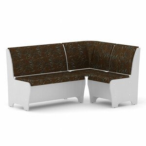 Rohová lavice TUNIS (Barva dřeva: bílá, Materiál potahu: tkanina - boston brown)