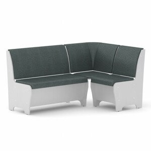 Rohová lavice TUNIS (Barva dřeva: bílá, Materiál potahu: vinyl - šedá)