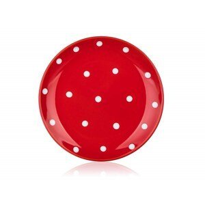 Talíř dezertní keramický DOTS 18,6 cm, červený