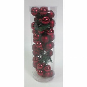Ozdoby skleněné na drátku, tm.červené, pr.2cm, cena za 1 balení(48ks) VAK113-2D