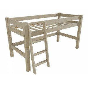 Patrová zvýšená postel 8X8 02A (Rozměr: 90 x 190 cm, Barva dřeva: surové dřevo)