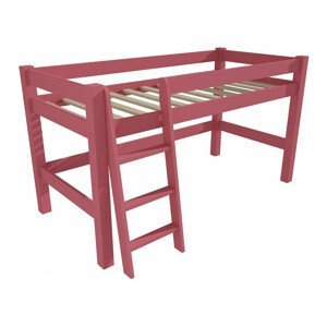 Patrová zvýšená postel 8X8 02A (Rozměr: 90 x 190 cm, Barva dřeva: barva růžová)