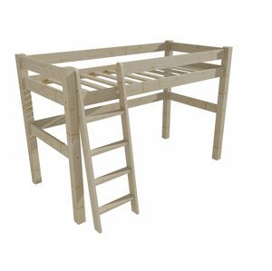 Patrová zvýšená postel 8X8 05A (Rozměr: 90 x 190 cm, Barva dřeva: surové dřevo)