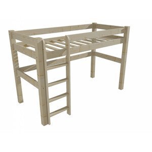 Patrová zvýšená postel 8X8 05B (Rozměr: 90 x 190 cm, Barva dřeva: surové dřevo)