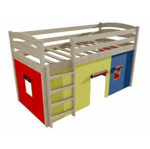 Patrová zvýšená postel ZP 001 (Rozměr: 90 x 190 cm, Barva dřeva: surové dřevo)