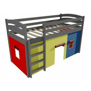Patrová zvýšená postel ZP 001 (Rozměr: 90 x 190 cm, Barva dřeva: barva šedá)