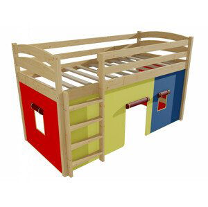 Patrová zvýšená postel ZP 001 (Rozměr: 90 x 190 cm, Barva dřeva: bezbarvý lak)