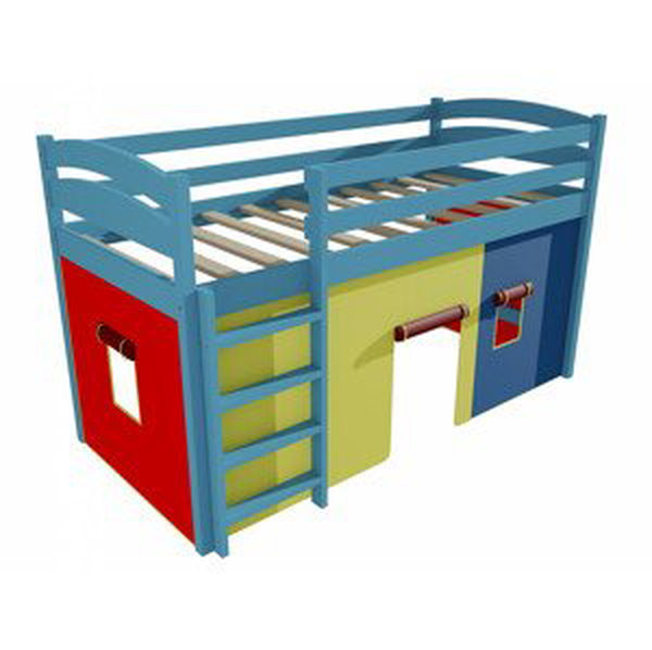 Patrová zvýšená postel ZP 001 (Rozměr: 90 x 200 cm, Barva dřeva: barva modrá)