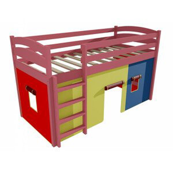 Patrová zvýšená postel ZP 001 (Rozměr: 90 x 200 cm, Barva dřeva: barva růžová)