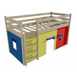Patrová zvýšená postel ZP 002 (Rozměr: 90 x 190 cm, Barva dřeva: surové dřevo)