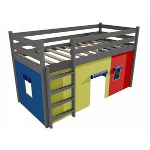 Patrová zvýšená postel ZP 002 (Rozměr: 90 x 190 cm, Barva dřeva: barva šedá)