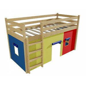 Patrová zvýšená postel ZP 002 (Rozměr: 90 x 200 cm, Barva dřeva: bezbarvý lak)