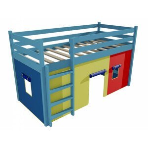 Patrová zvýšená postel ZP 002 (Rozměr: 90 x 190 cm, Barva dřeva: barva modrá)
