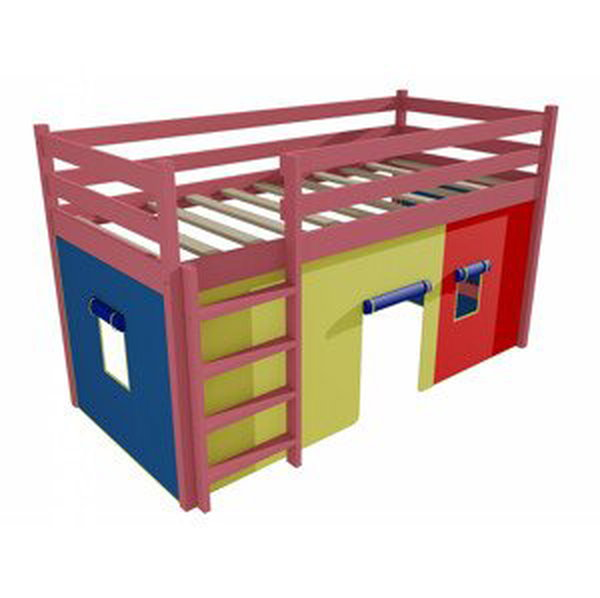 Patrová zvýšená postel ZP 002 (Rozměr: 90 x 200 cm, Barva dřeva: barva růžová)