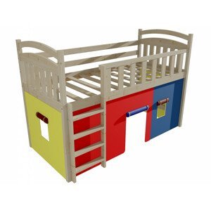 Patrová zvýšená postel ZP 003 (Rozměr: 90 x 190 cm, Barva dřeva: surové dřevo)