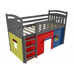 Patrová zvýšená postel ZP 003 (Rozměr: 80 x 180 cm, Barva dřeva: barva šedá)