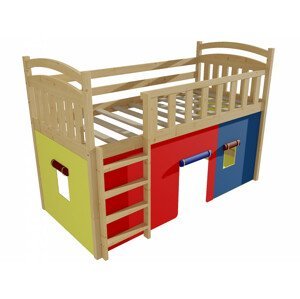 Patrová zvýšená postel ZP 003 (Rozměr: 90 x 190 cm, Barva dřeva: bezbarvý lak)
