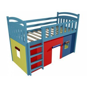 Patrová zvýšená postel ZP 003 (Rozměr: 90 x 190 cm, Barva dřeva: barva modrá)