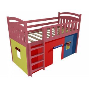 Patrová zvýšená postel ZP 003 (Rozměr: 90 x 190 cm, Barva dřeva: barva růžová)