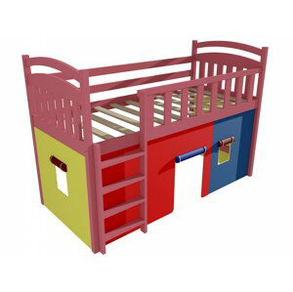 Patrová zvýšená postel ZP 003 (Rozměr: 90 x 180 cm, Barva dřeva: barva růžová)