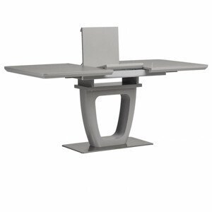 Jídelní stůl 140+40x80 cm, keramická deska s dekorem šedý mramor, MDF, šedý mat HT-442M GREY