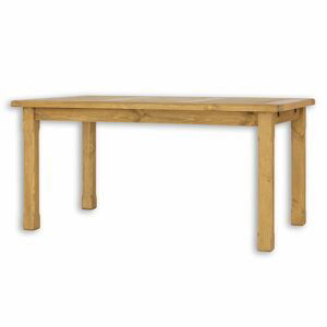 Jídelní stůl ST701, 160x76x90, borovice, vosk (Barva dřeva: Bílá patina, Délka: 80, Struktura desky: Lité lamely)