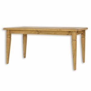 Jídelní stůl ST702, 120x76x80, borovice, vosk (Barva dřeva: Bílý vosk, Délka: 80, Struktura desky: Lité lamely)