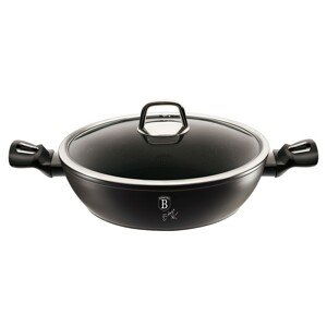 BERLINGERHAUS Pánev WOK s poklicí a mramorovým povrchem 30 cm Black Silver Collection BH-7113