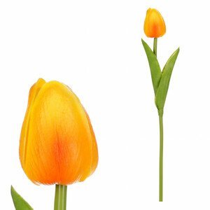 Tulipán, barva oranžovo-žlutá. Květina umělá pěnová. Cena za 1ks. KN5112 OR, sada 24 ks
