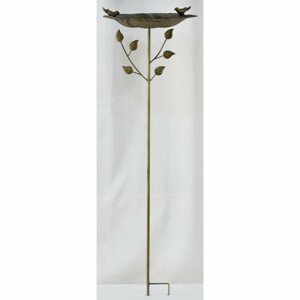 Zápich kovový - zahradní dekorace, list s ptáčkem. UM0873, sada 2 ks