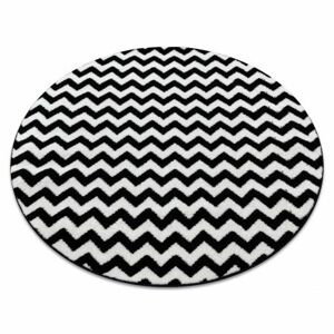 Kulatý koberec SKETCH F561 Cik cak, černý, bílý (Velikost: kruh 140 cm)