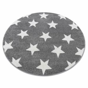 Kulatý koberec SKETCH - FA68 šedá, bílá - Hvězdy  (Velikost: kruh 140 cm)