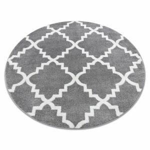Kulatý koberec SKETCH - F343 šedá /bílá trellis (Velikost: kruh 100 cm)