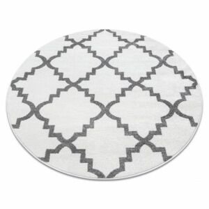 Kulatý koberec SKETCH - F343 krém/šedá trellis (Velikost: kruh 100 cm)