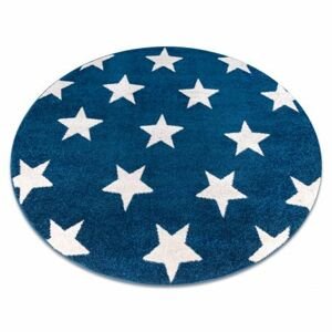 Kulatý koberec SKETCH - FA68 Marocký jetel, Mříž, modro bílý - Hvězdy  (Velikost: kruh 120 cm)