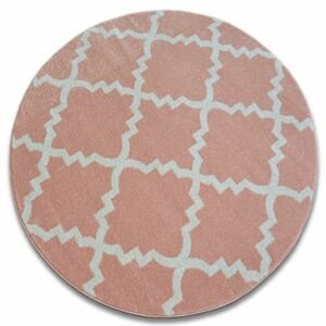 Kulatý koberec SKETCH - F343 růžový /krémový trellis (Velikost: kruh 100 cm)