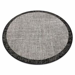 Kulatý koberec SIZAL FLOORLUX 20401 Rám stříbrný, černý (Velikost: kruh 160 cm)