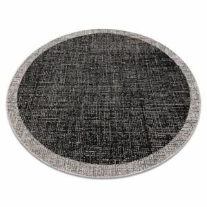 Kulatý koberec SISAL FLOORLUX 20401 Rám, černý, stříbrný  (Velikost: kruh 120 cm)
