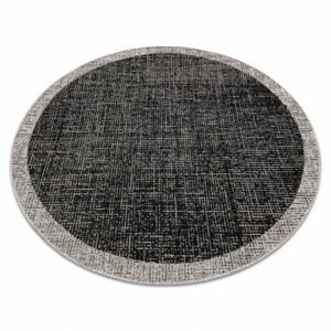 Kulatý koberec SISAL FLOORLUX 20401 Rám, černý, stříbrný  (Velikost: kruh 160 cm)