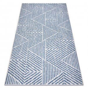 Koberec COLOR 47176360 SISAL řádky, trojúhelníky, cikcak béžový / modrý (Velikost: 140x200 cm)