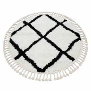 Kulatý koberec BERBER TROIK, bílá - střapce, Berber, Maroko, Shaggy (Velikost: kruh 120 cm)