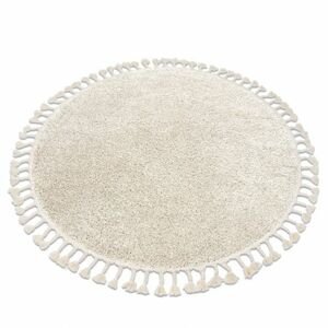 Kulatý koberec BERBER 9000, krémový - střapce, Berber, Maroko, Shaggy (Velikost: kruh 120 cm)