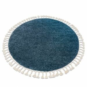 Kulatý koberec BERBER 9000, modrý-střapce, Maroko, Shaggy (Velikost: kruh 120 cm)