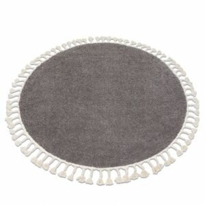 Kulatý koberec BERBER 9000, hnědý - střapce, Maroko, Shaggy (Velikost: kruh 120 cm)