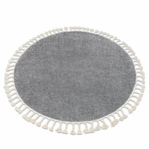 Kulatý koberec BERBER 9000 šedý - střapce, Maroko, Shaggy (Velikost: kruh 160 cm)
