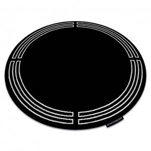 Kulatý koberec HAMPTON Chick rám, černý (Velikost: kruh 160 cm)